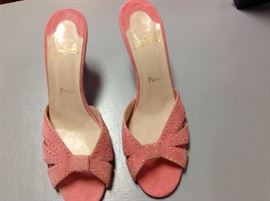 Christian Louboutin Paris pumps Salmon pink with yellow dots