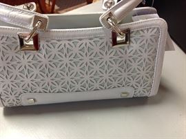 Stuart Weitzman purse Kokomo Kid Leather Belleblue Silver matching shoes $145