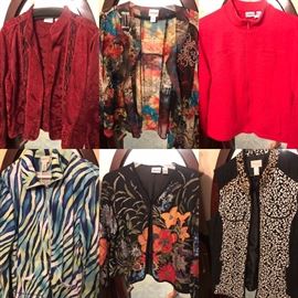 Lots and lots of ladies clothing! 
Many Chico’s tops (size 2&3) 