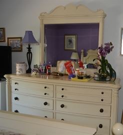 White Bedroom Set - Dresser with Mirror