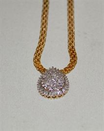 Diamond Cluster Pendent with Gold Chain