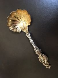 Victorian Sterling Silver Sauce Ladle with Gold-Wash Fluted Bowl - Gorham or Whiting (1902-1940)
