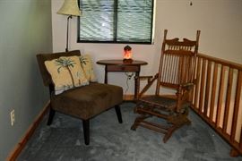 1880'S ROCKER.     PARLAR TABLE.   ART DECO MOTION LAMP