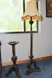 KOPRIWA CARVED MAHOGANY SMOKING STAND   FLOOR LAMP