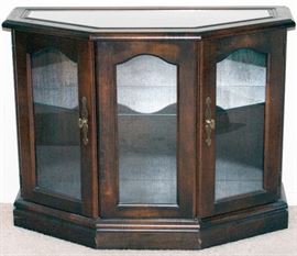 Wooden display case (2 doors) with glass - 36" Width x 28" Height.