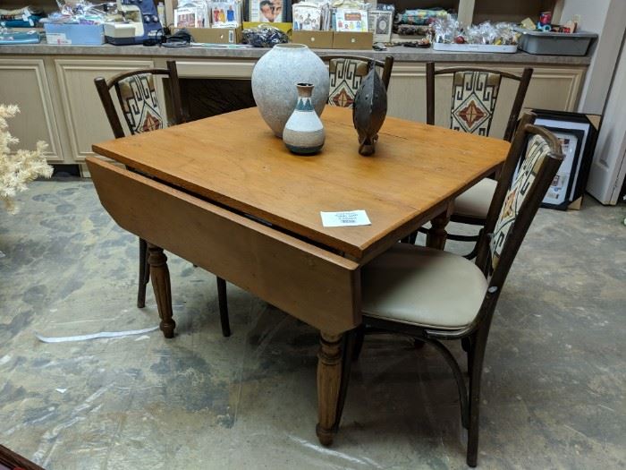 Solid wood drop leaf table and chairs