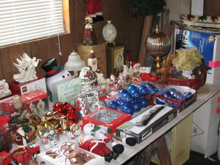Christmas decorations and a Jim Shore Santa