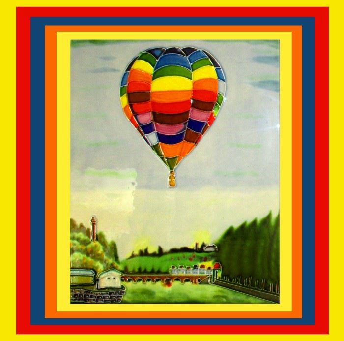 Colorful Hot Air Balloon Tile, just a Small Sample of the Large Amount of Hot Air Balloon Collectibles