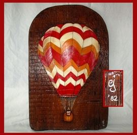 Cool Hot Air Balloon Plaque Signed and Dated