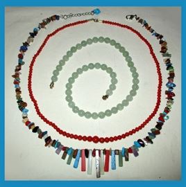 Jade, Coral and Multi Stone Necklaces