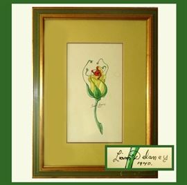 Original Watercolor Signed Liam Delaney 1970, Known Irish Artist