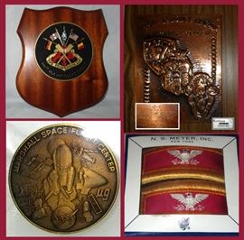 Military plaques & Large Space Coin
