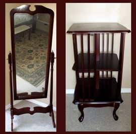 Stand Up Mirror and Swivel Bookcase