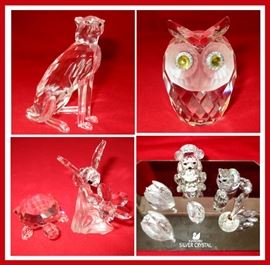Swarovski Leopard, Owl, Turtle, Hummingbird, Swans, Teddy Bear, Cat and Dragonfly