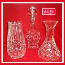 Waterford Decanters and Vase; there are many more pieces of Waterford Available