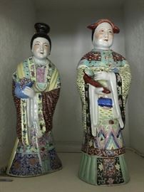 Also Rare Huge Chinese Emperor and Emperess Porcelain Statues- Very Old 