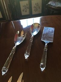 International Silver Serving pieces with crystal handles