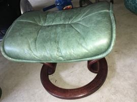 stool - leather top - wood base