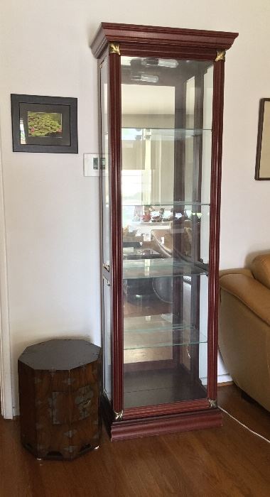 5 shelf curio/display cabinet, mirrored back and light. Side entry.