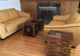 Matching sofas, one longer than the other, either leather or high quality vinyl.  Tables sold! 