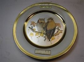 1 The Art of Chokin Plate Rare OWL 24K Kt Gold Edged
