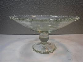 antique clear glass table server