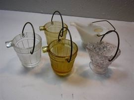 Vintage Glass Ashtray Oaken Bucket w Spout Handle