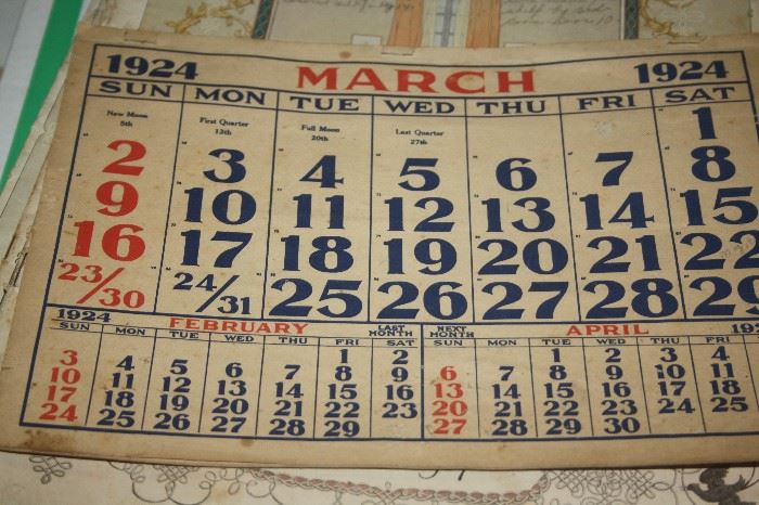 1924 CALANDER
