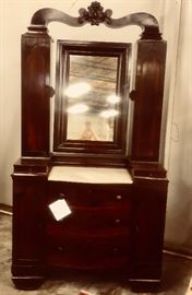 Unusual Mahogany Wig Dresser,Circa 1830's, 46" W x 86" H x 20" D.