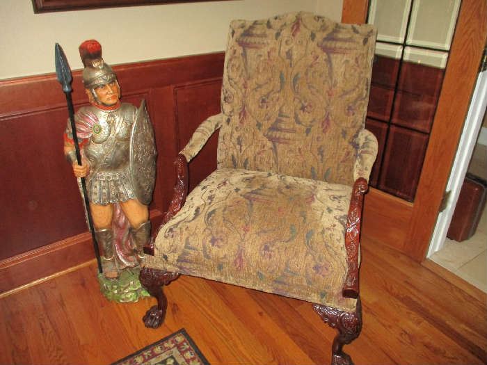 STATUE, UPHOLSTERED CHAIR