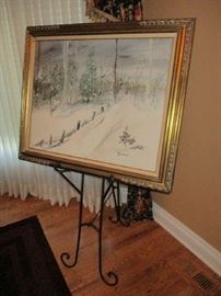 LOCAL ARTUST JAN MAYER PAINTING, EASEL