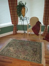 AREA RUG, UPHOLSTERED CHAIR