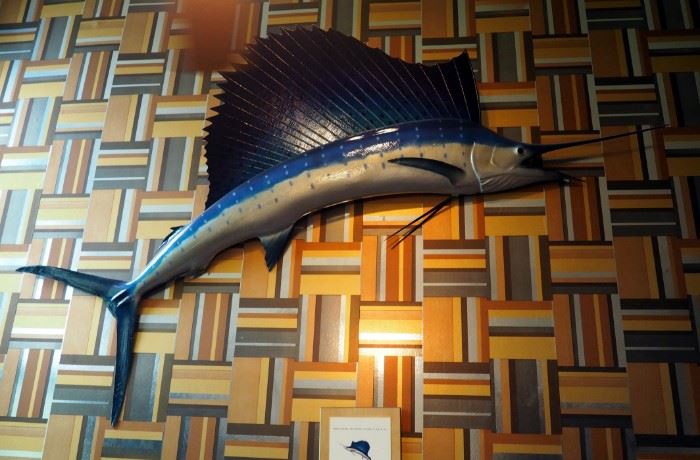 8' 6" Sword Fish Mount, Fiberglass Replica Of Fish Caught In Acapulco In 1961
