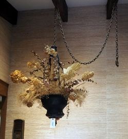 Hand Made Decorative Cast Iron And Copper Ceiling Fixture Including Steel Chain Approx. 36" x 24"