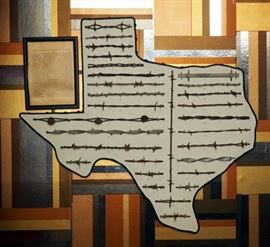 Texas 1800's Barb Wire Display, 22" x 24"