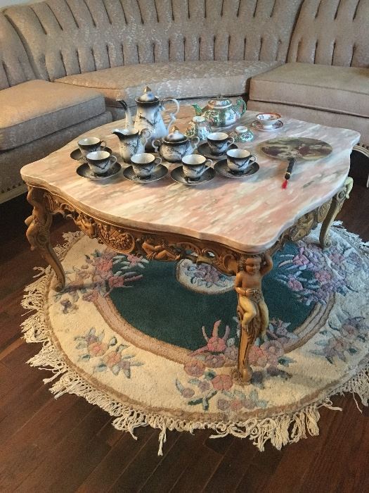 French marble top coffee table