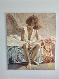 Annette Polan signed acrylic painting. "Humility 1989" 34" x 40"