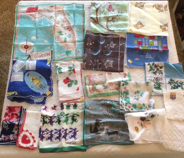 Just a few of the MANY hankies! Includes new old stock (some with original tags) by Tammis Keefe, Kimball & more. 