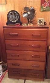 Pine dresser with vintage heater, fan & timer