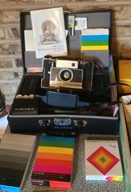 Polaroid 180 Land camera - complete kit with case + original box (box turned up after we took photo)