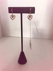 14kt gold heart pendant earrings