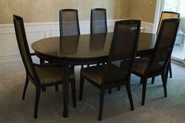 Vintage Widdicomb Dining Table (1968)  incl. 3 leaves=8'4 ", 6 chairs and Vintage John Widdicomb breakfront/china cabinet 7 ft h x 6 ft w x 20 in. d (not shown)