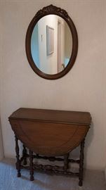 Antique gate-leg table and mirror