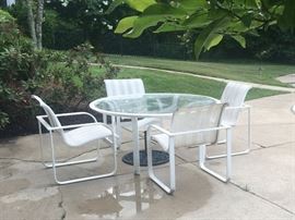Jordan Brown Patio furniture-54" round glasstop table with 4 chairs