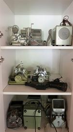 16 mm moviemaking equipment, Bolex Paillard camera with 2 lenses, Berthiot telephoto lens (fits Bolex), 16mm Moviescop editing decks, Moviola editing deck, 16mm editing bank, Bauer C3 Movie camera, Canon Zoom 8mm movie Camera, speakers and more