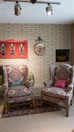 Pair of custom made Southwest style wingback chairs