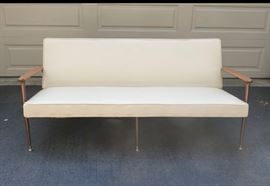 Cream/Natural Mid-Century Viko by Baumritter Vinyl Sofa