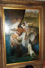 Ornate gilt framed Angel & nymphs 35"x45"