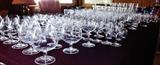 Crystal stemware and barware in the wheat pattern.