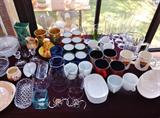Dishes, cups, glasses, vases